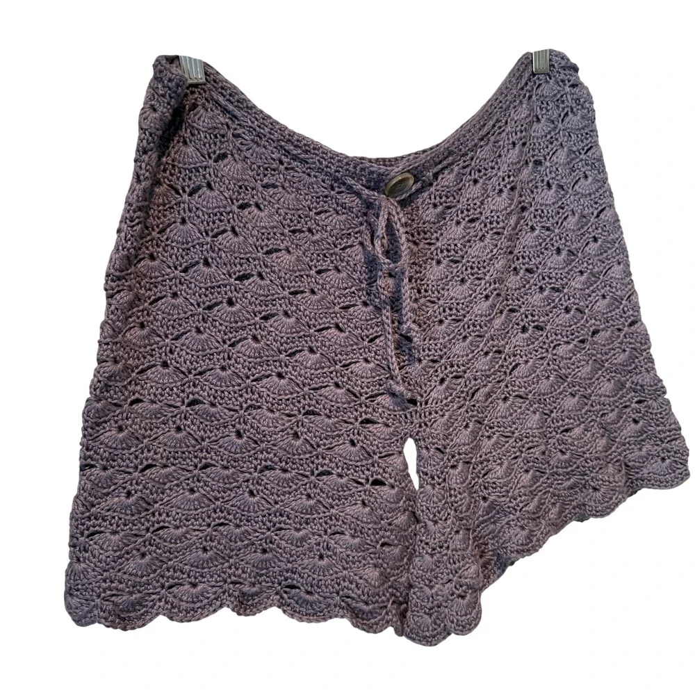 Handmade Crochet Shell Stitch Shorts Purple Boho Festival Beach High Waist Mauve